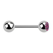 Micro barbell silver with ball and ball crystal pink