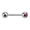 Micro Barbell argent avec boule et boule de cristal rose