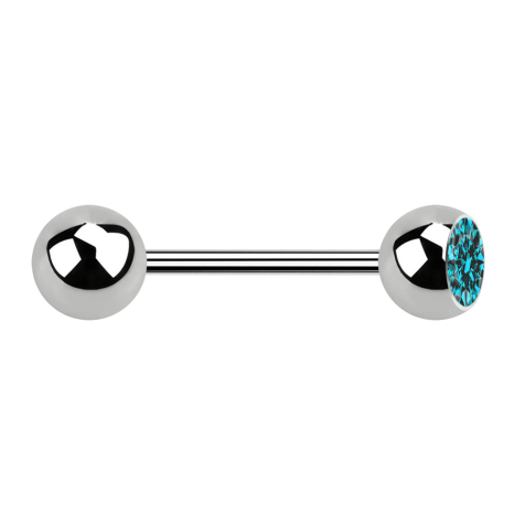 Micro Barbell argent avec boule et boule de cristal aqua