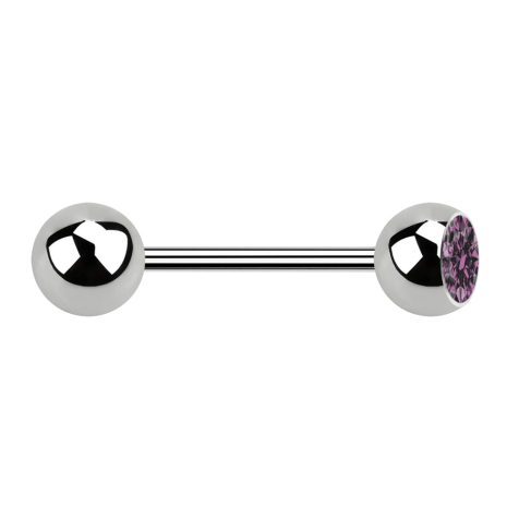 Micro Barbell argent avec boule et cristal boule violet clair