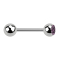 Micro Barbell argent avec boule et cristal boule violet clair