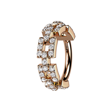 Micro anneau segment pliable or rose chaîne avec cristaux