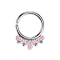 Micro Piercing Ring silber vier Kugeln und sieben Kristalle pink