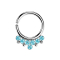 Micro piercing anneau argent quatre boules et sept cristaux aqua