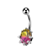 Banane argentée avec boule grand cristal ovale