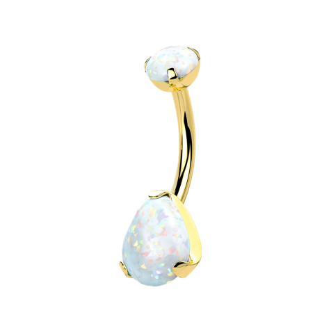 Banana gold-plated with opal and white opal drop