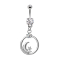 Banane argentée avec deux boules cristal argenté Pendentif cercle lune et étoile