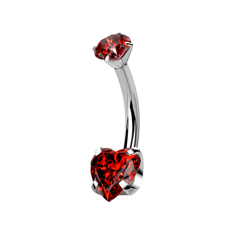 Banana silver with crystal and crystal heart red