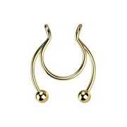 Faux clip doré Circular Barbell avec deux boules