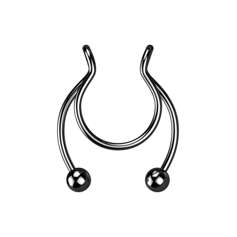 Faux clip noir Circular Barbell avec deux boules