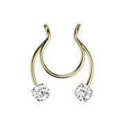 Falso fermaglio Campanile circolare placcato oro con due...