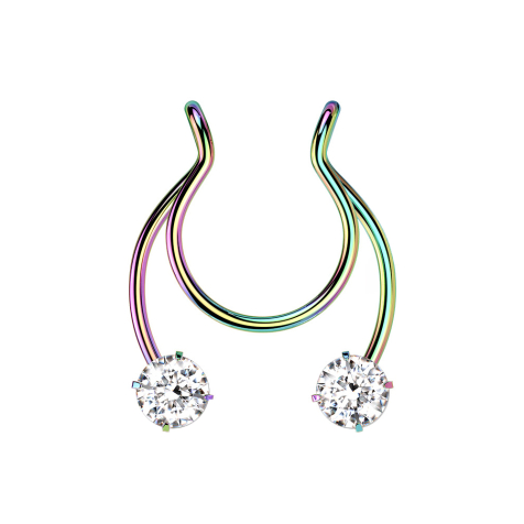 Faux clip coloré Circular Barbell avec deux cristaux