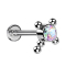 Micro Threadless Labret silver cross beads crystal multicolor