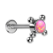 Micro threadless labret silver cross beads opal pink