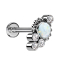 Micro Threadless Labret silber Kugeln vier Kristalle silber Opal weiss