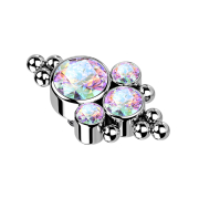 Anello cutaneo argento con otto sfere e quattro cristalli...