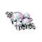 Anello cutaneo argento con otto sfere e quattro cristalli multicolori