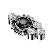 Dermal Anchor silber Kugeln vier Kristalle silber...