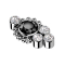 Dermal Anchor silber Kugeln vier Kristalle silber Kristall schwarz