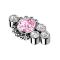 Ancoraggio cutaneo argento sfere quattro cristalli argento cristallo rosa