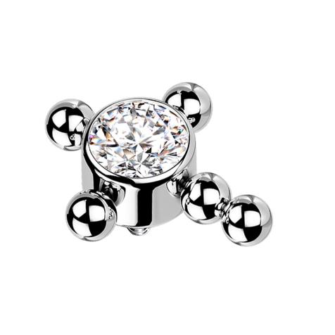 Dermal Anchor silber Kreuz Kugeln Kristall silber