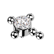 Dermal Anchor silber Kreuz Kugeln Kristall silber