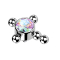 Ancrage cutané argenté, croix, boules, cristal multicolore