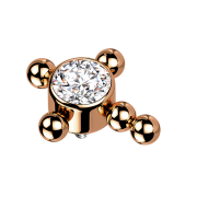 Dermal Anchor rosegold Kreuz Kugeln Kristall silber