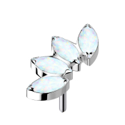 Threadless silber Fächer mit vier Opale weiss