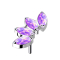 Threadless silver fan with four purple opals