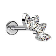 Micro Labret Internal Thread Silver Fan with Four...