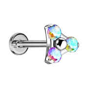 Micro Labret Internal Thread Silver Triangle Three...