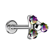 Micro Labret Internal Thread Silver Triangle Three...