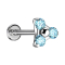 Micro Labret Internal Thread Silver Triangle Three Crystals Aqua