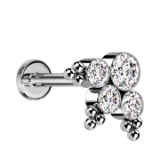 Micro Labret Internal Thread Silver Balls Triangle Four...