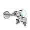 Micro Labret Internal Thread Silver Balls Triangle Three Crystals Silver Opal White