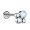 Micro Labret Innengewinde silber vier Kristalle multicolor