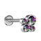 Micro Labret Internal Thread Silver Four Crystals Dark Multicolor