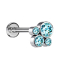 Micro Labret Internal Thread Silver Four Crystals Aqua