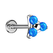 Micro Labret Internal Thread Silver Triangle Three Blue...
