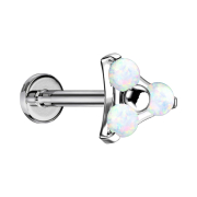 Micro Labret Internal Thread Silver Triangle Three White...