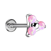 Micro Labret Internal Thread Silver Triangle Three Pink...