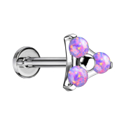 Micro Labret Internal Thread Silver Triangle Three Opals...