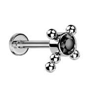 Micro Labret Innengewinde silber Kreuz Kugeln Kristall...