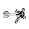 Micro Labret filettatura interna argento croce sfere cristallo nero