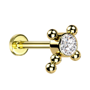 Micro Labret filettatura interna placcato oro croce sfere...