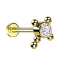 Micro Labret Internal Thread Gold-Plated Cross Balls Crystal Silver