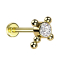 Micro labret internal thread gold-plated cross beads crystal silver