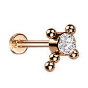 Micro Labret filettatura interna oro rosa croce sfere...