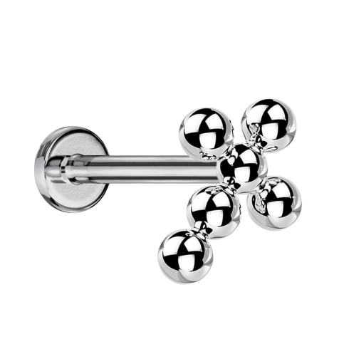 Micro Labret Internal Thread Silver Cross Balls